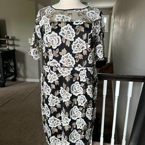 Plus Size Adrianna Papell Floral Embroidered Bateau Dress - Size 22W
